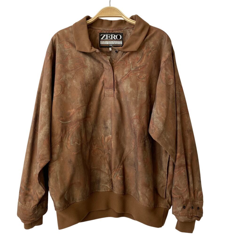 VTG 90s Zero Restriction Floral Golf Jacket Women M Brown Old Money Outdoor USA